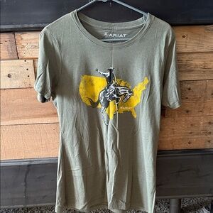 Ariat Men's Olive Green Tee with Yellow Graphic